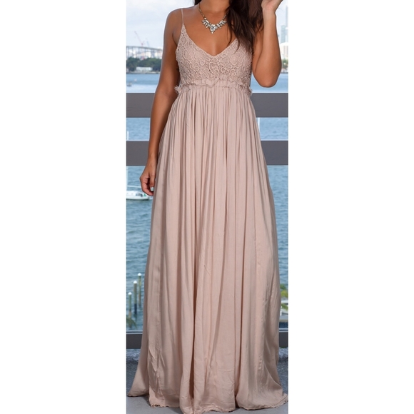 Dresses & Skirts - Backless Crochet Maxi Dress